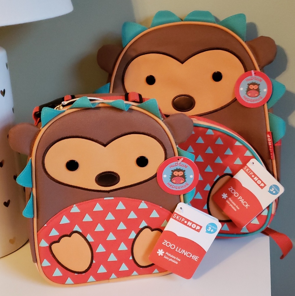 Matching skip hop hedgehog backpack and lunch bag